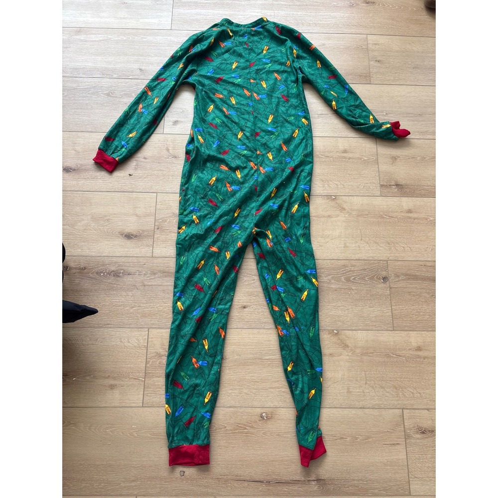 Onesies Brand Christmas Lights Fleece Union Suit Pajamas funny beer size small
